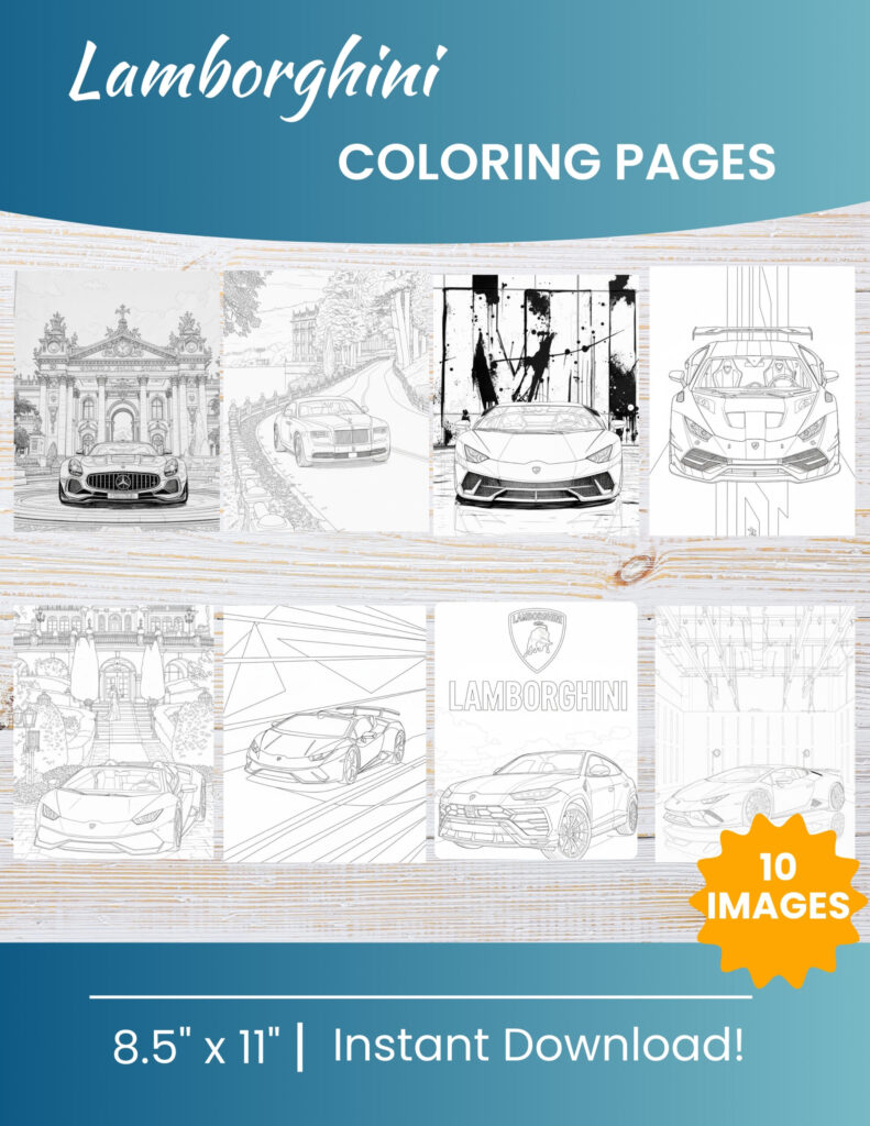 10 Printable Lamborghini Coloring Pages for Kids | Free PDF Download