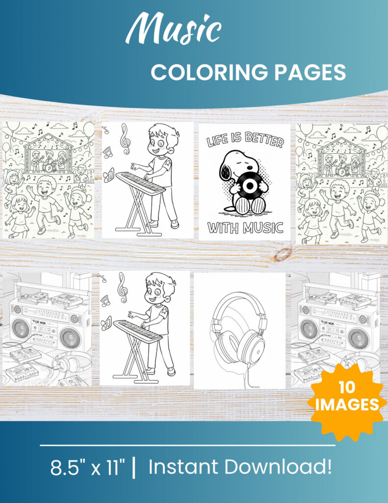 10 Printable Music Coloring Pages for Kids | Free PDF Download