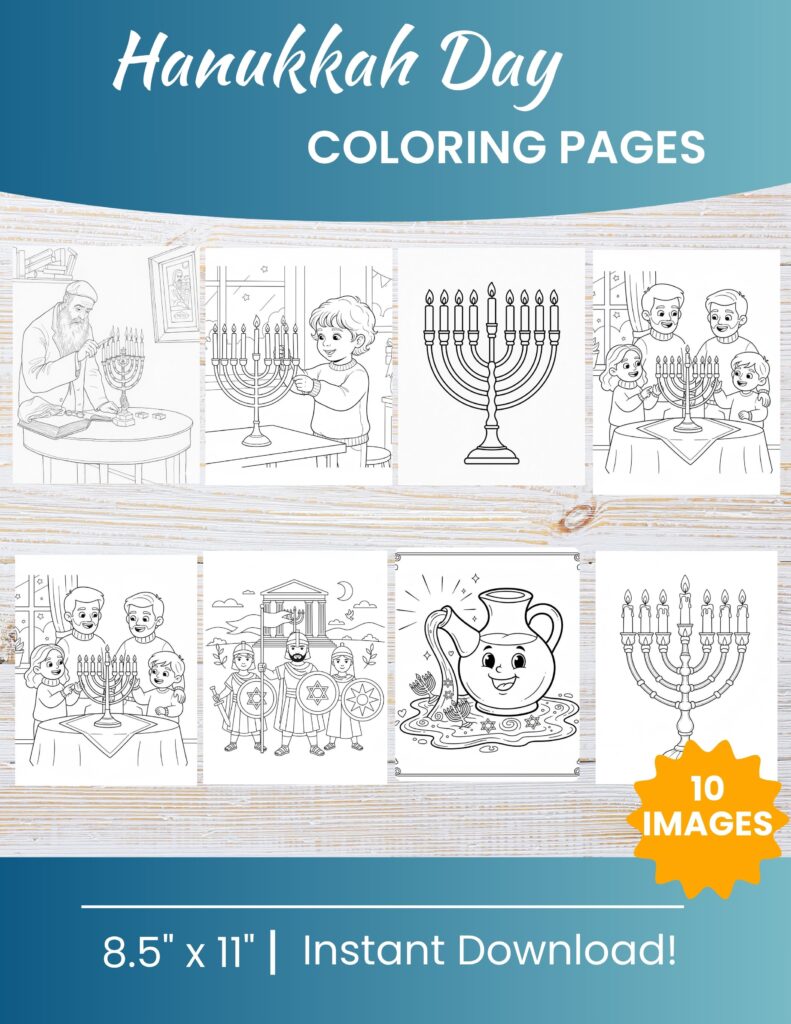 10 Free Printable Hanukkah Coloring Pages for Kids | Instant PDF Download