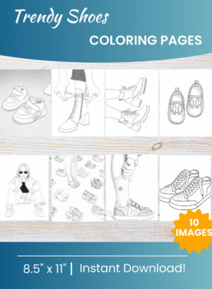 Shoe-themed coloring pages featuring creative and stylish footwear designs