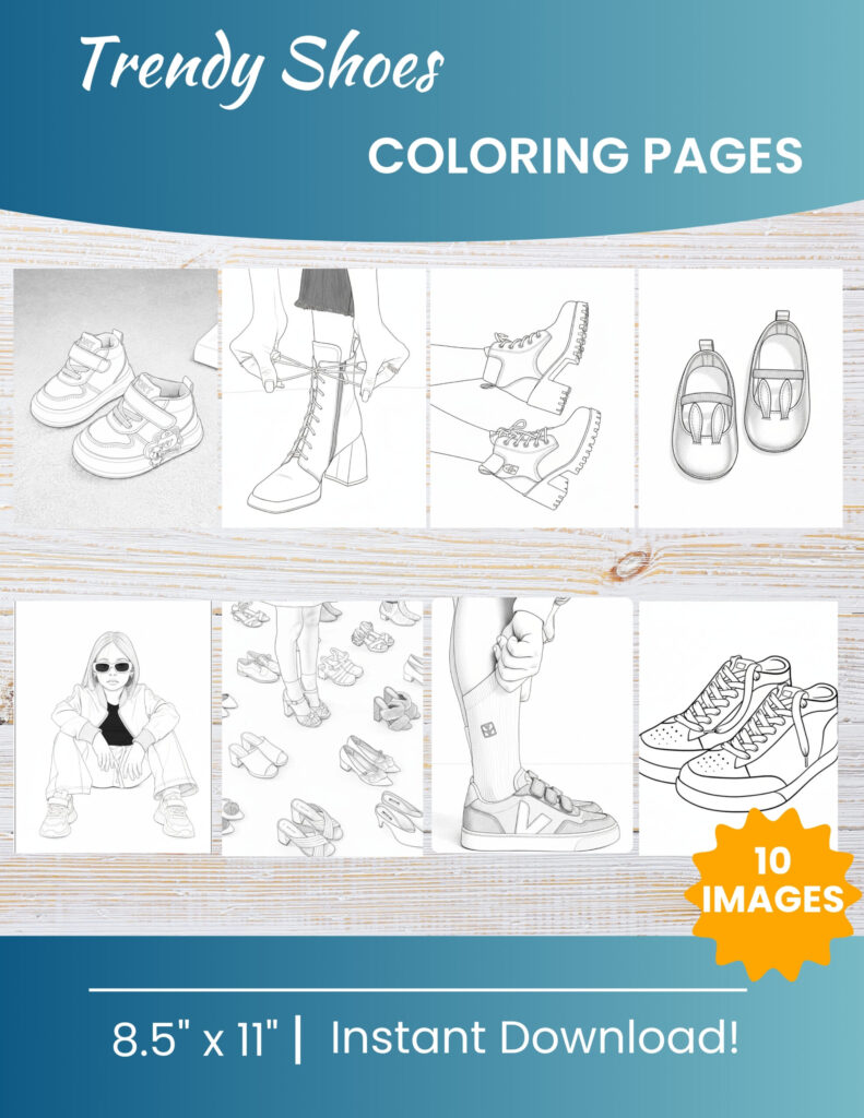 10 Printable Shoe Coloring Pages for Kids | Free PDF Download