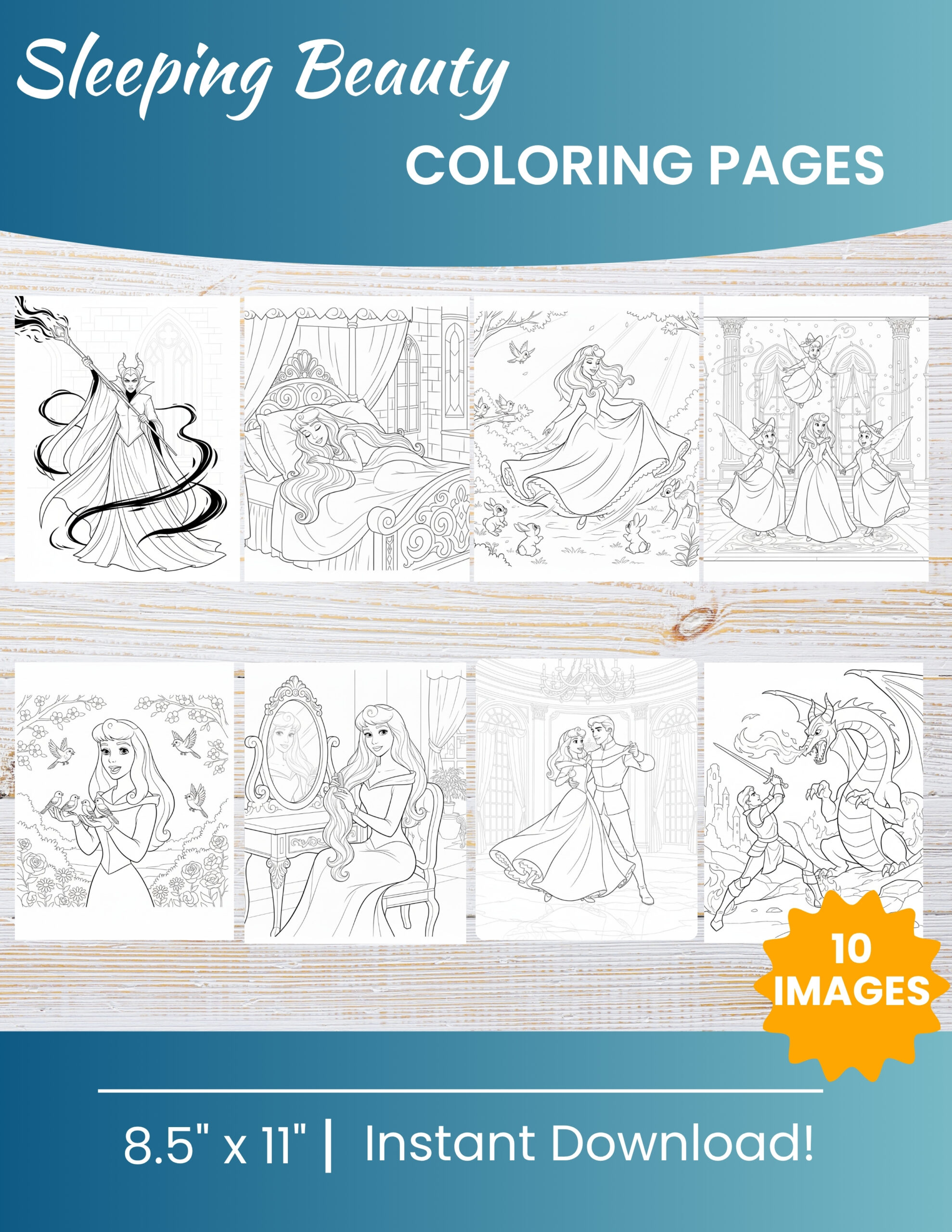 Free Printable Sleeping Beauty coloring pages for kids | 10 PDF Download 1 Sleeping Beauty coloring pages