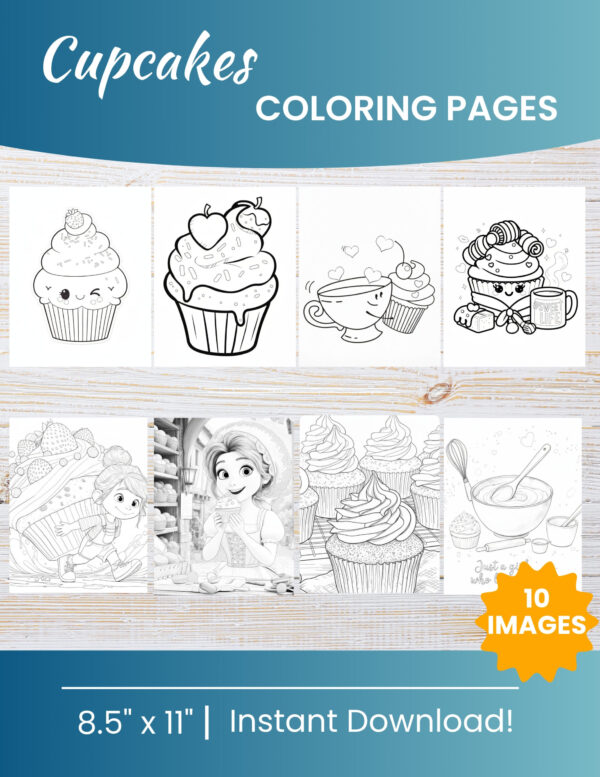 10 Free Printable Cute Cupcake Coloring Pages for Kids | Instant PDF ...