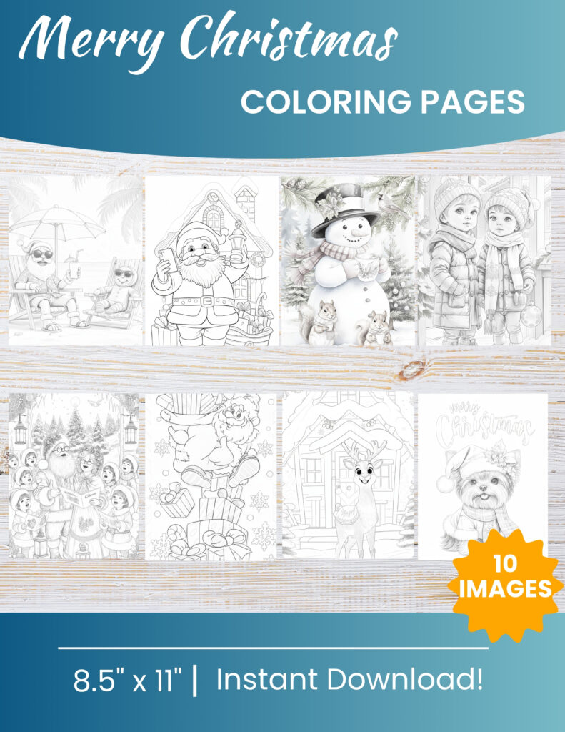 10 Free Printable Christmas Coloring Pages for Kids | Instant PDF Download