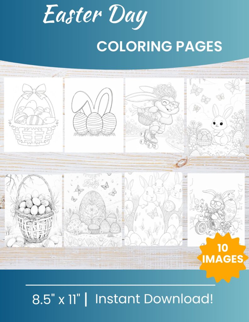 10 Free Printable Easter Coloring Pages for Kids | Instant PDF Download