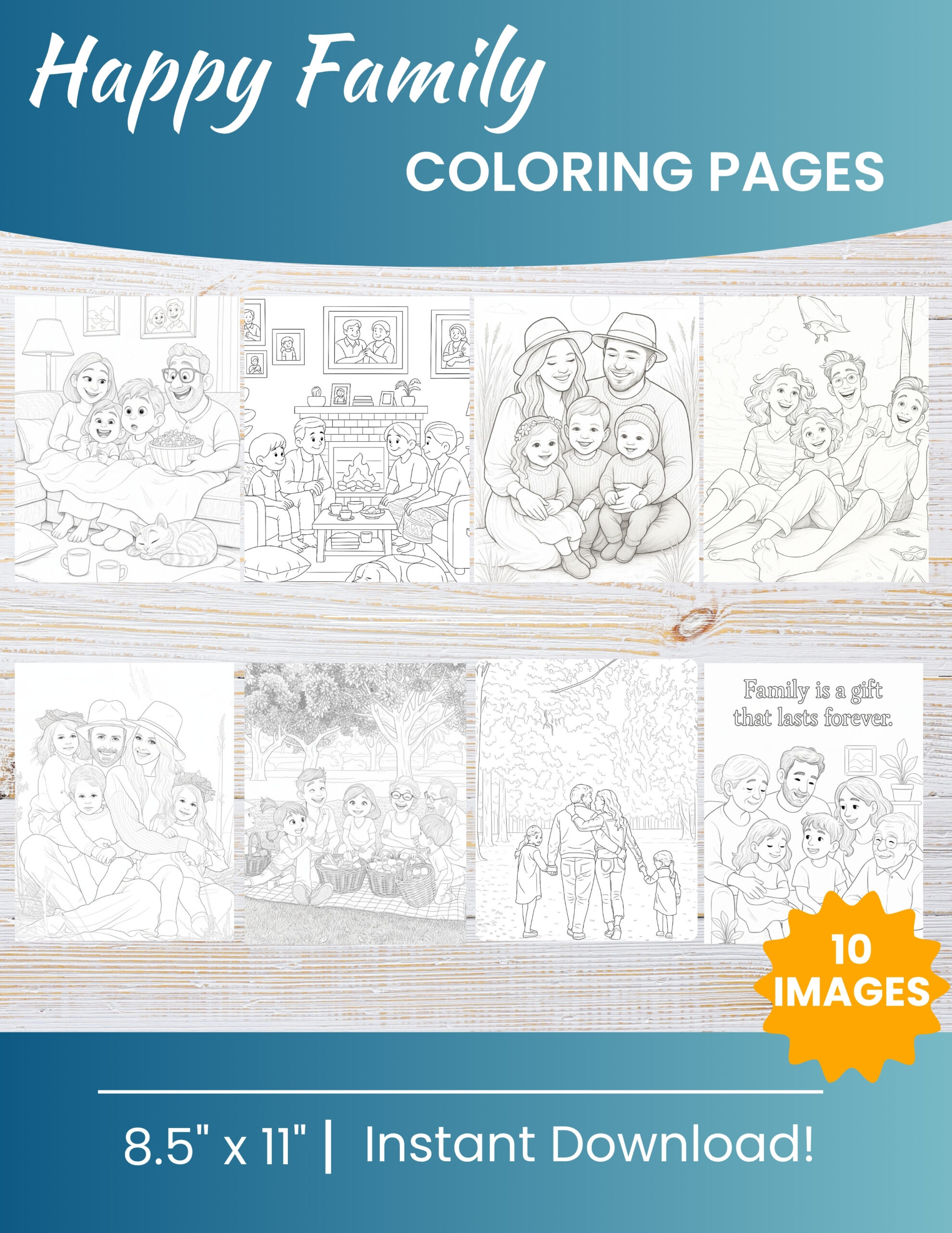 10 Free Printable Family Coloring Pages for Kids | Instant PDF Download 1 Family Coloring Pages