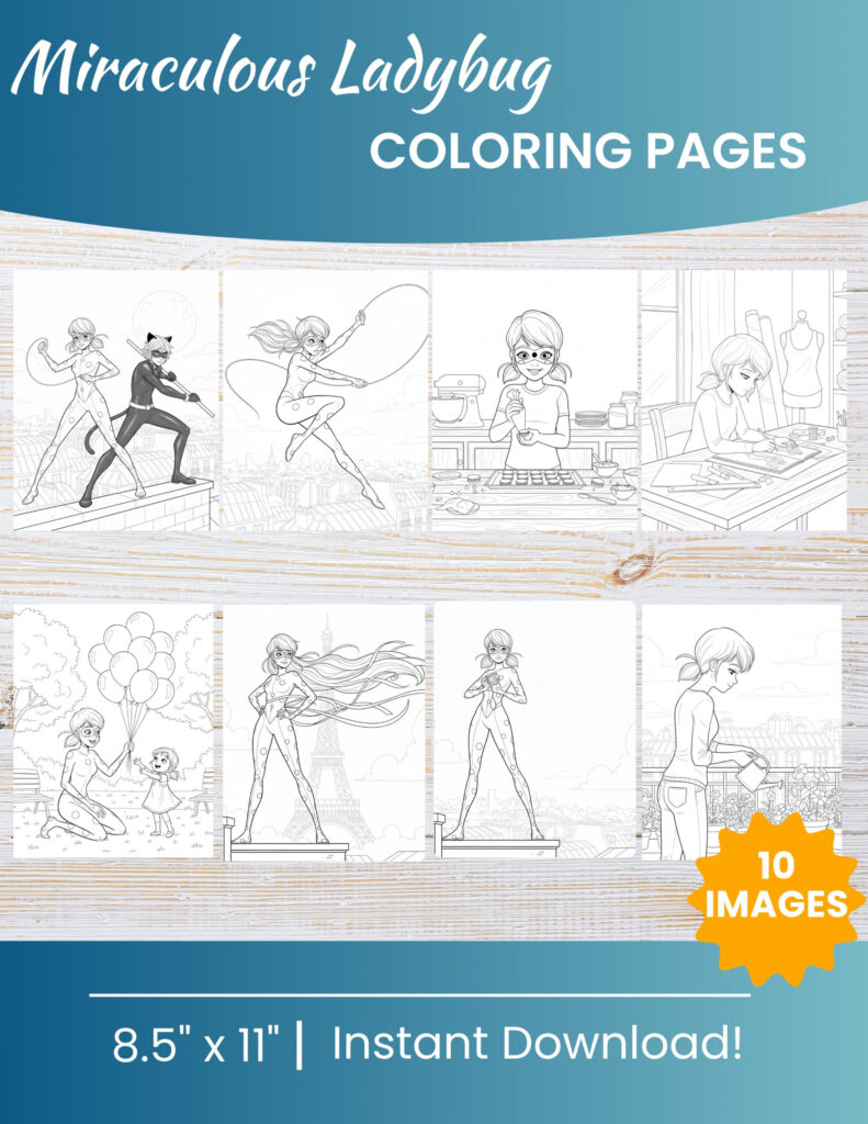 Free Printable Miraculous Ladybug coloring pages for kids | 10 PDF Download