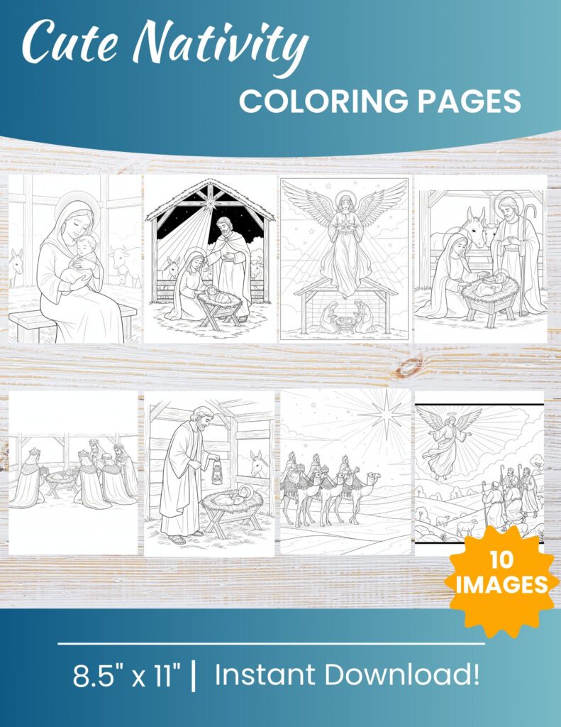 Free Printable Nativity coloring pages for kids | 10 PDF Download
