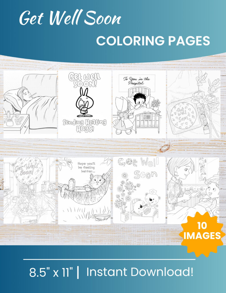 10 Free Printable Get Well Soon Coloring Pages for Kids | Instant PDF ...