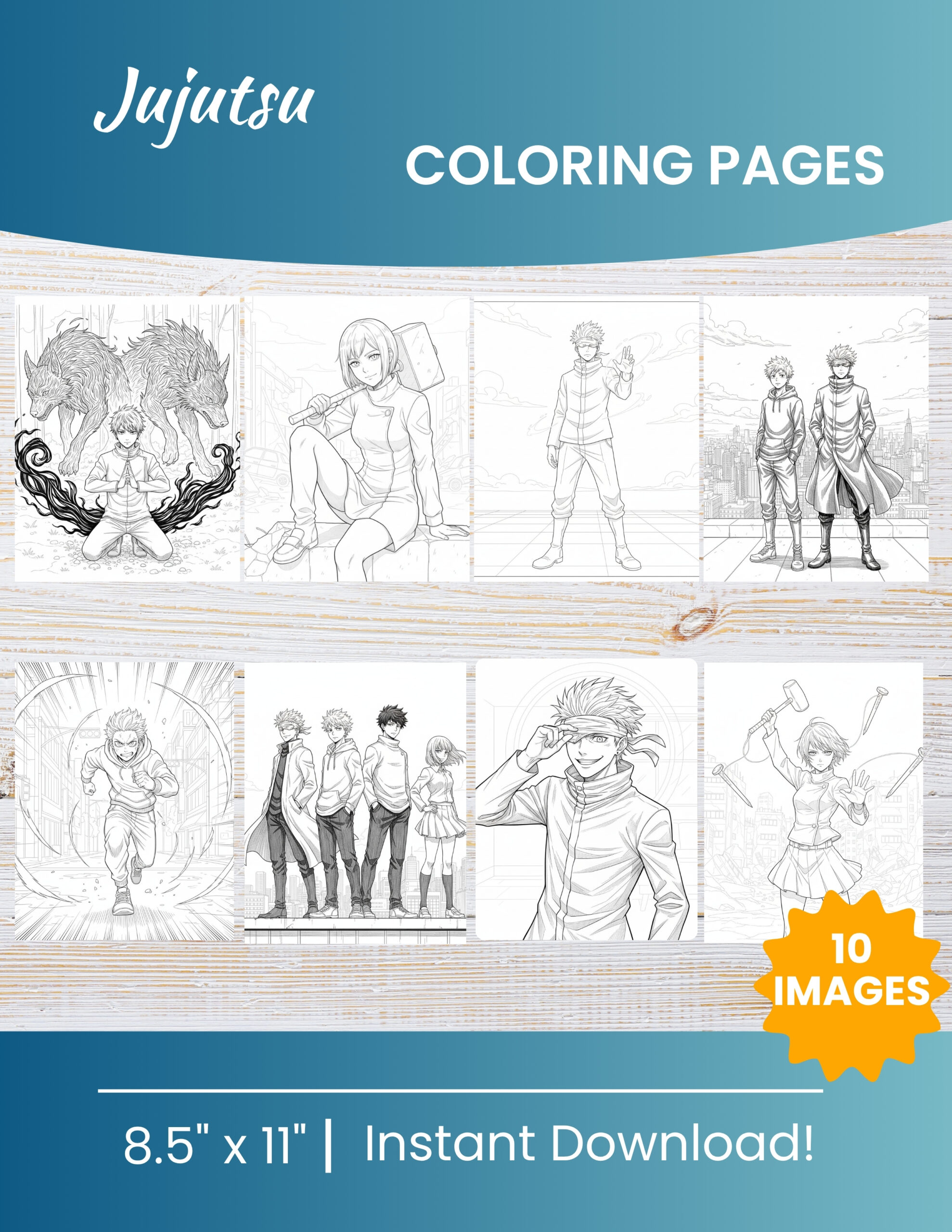 10 Printable Jujutsu Kaisen Coloring Pages for Kids | Free PDF Download 1 Jujutsu Kaisen coloring pages