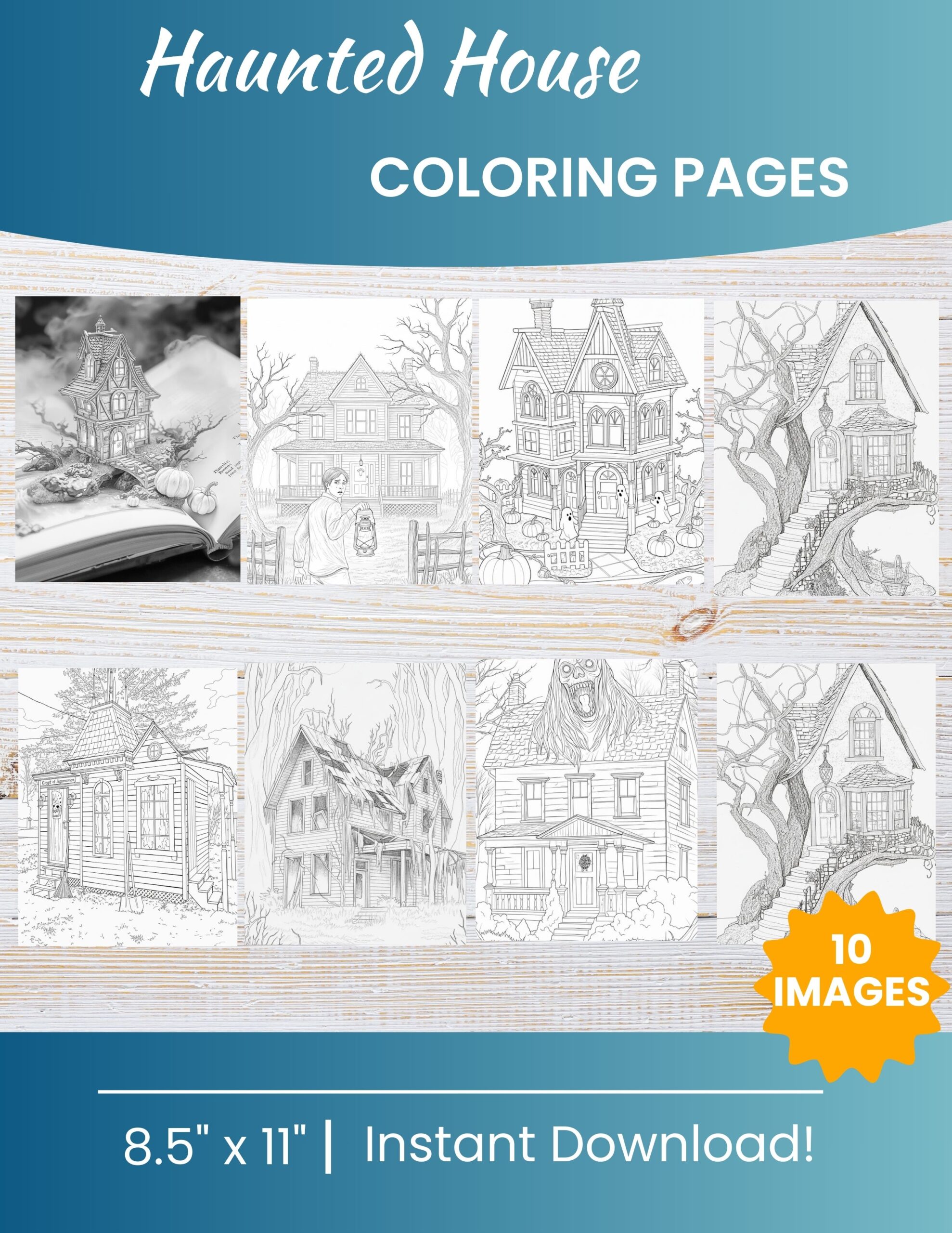 10 Free Printable Haunted House Coloring Pages for Kids | Instant PDF Download 1 Haunted House Coloring Pages