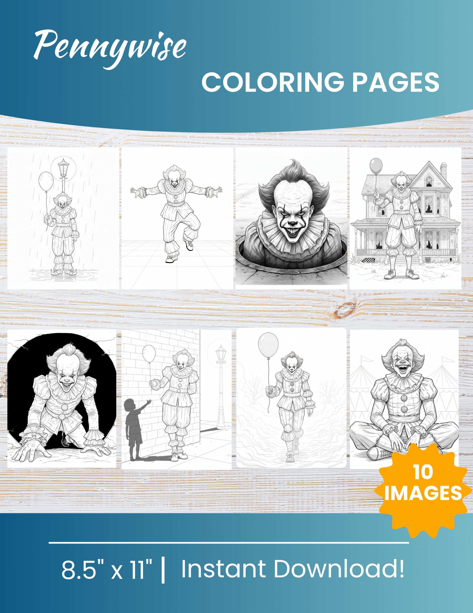 Free Printable Pennywise coloring pages for kids | 10 PDF Download 1 Pennywise coloring pages