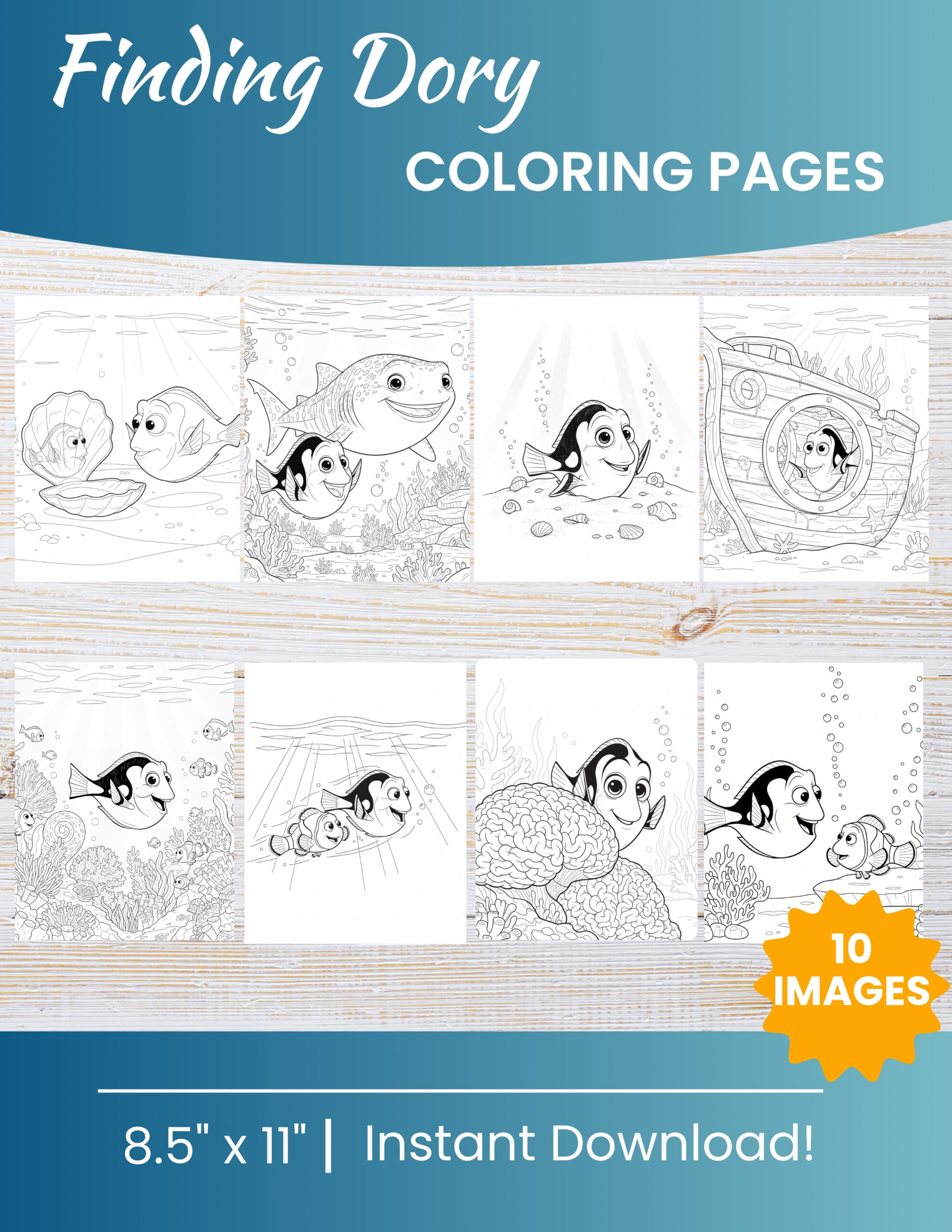 10 Printable Finding Dory Coloring Pages for Kids | Free PDF Download 1 Finding Dory Coloring Pages
