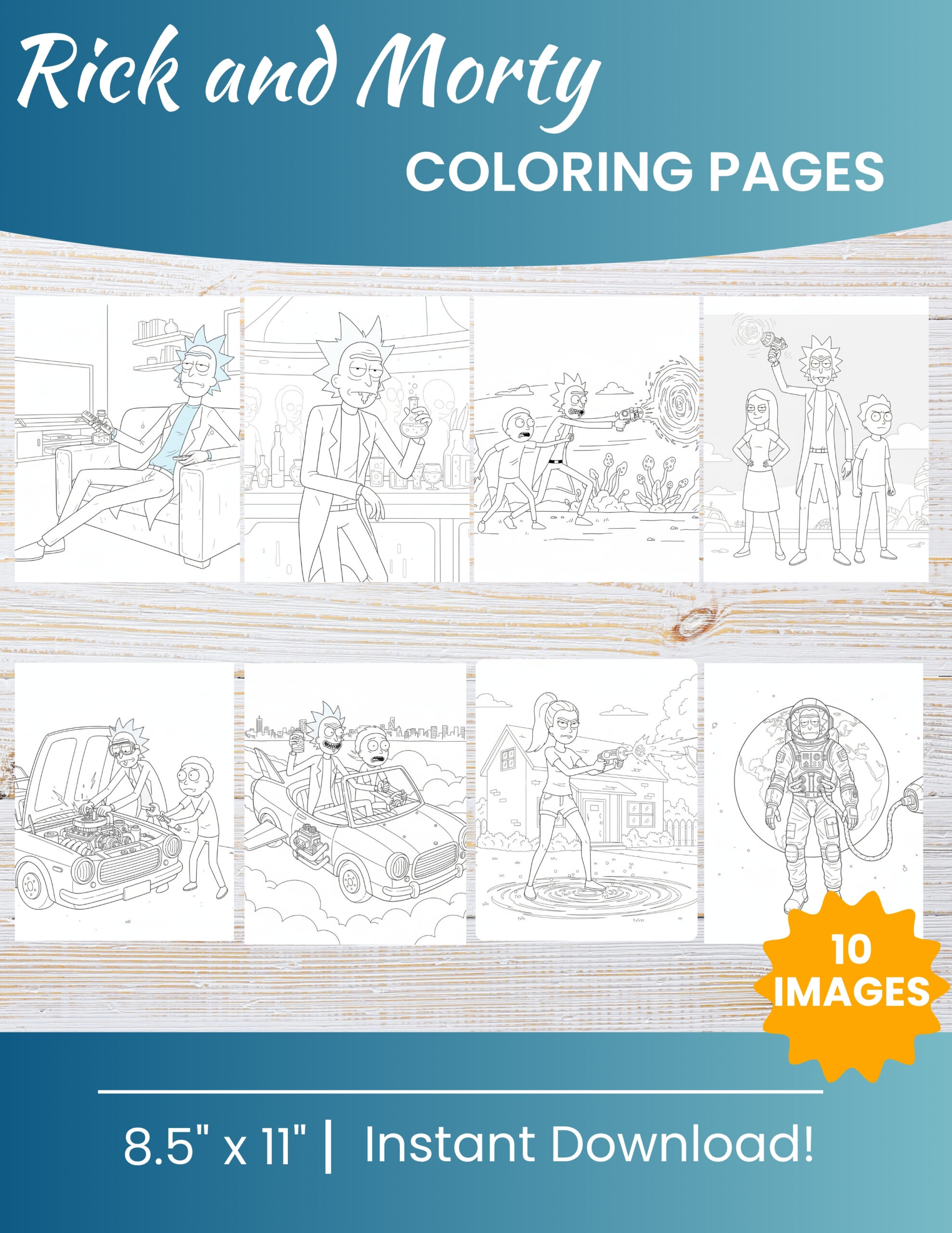 Free Printable Rick and Morty coloring pages for kids | 10 PDF Download 1 Rick and Morty coloring pages
