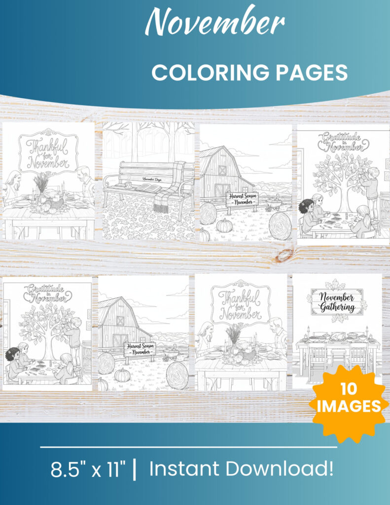 November Script Color Page 10 Printable November Coloring Pages for Kids | Free PDF Download