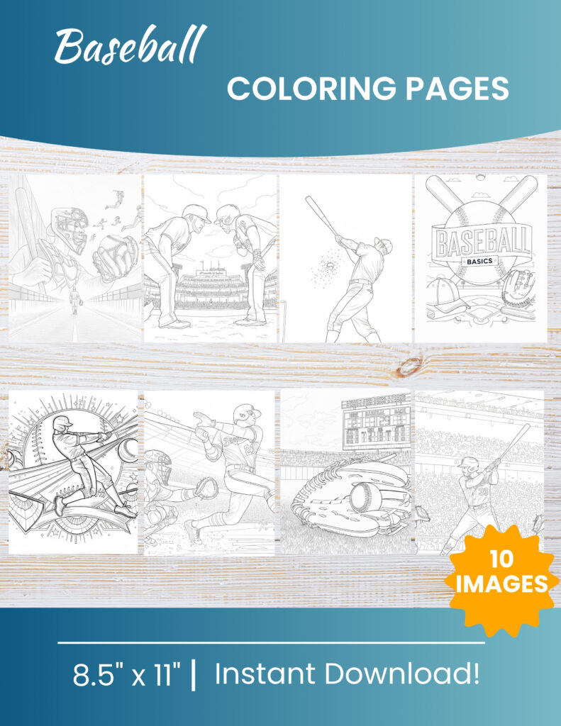 10 Free Printable Baseball Coloring Pages for Kids | Instant PDF Download