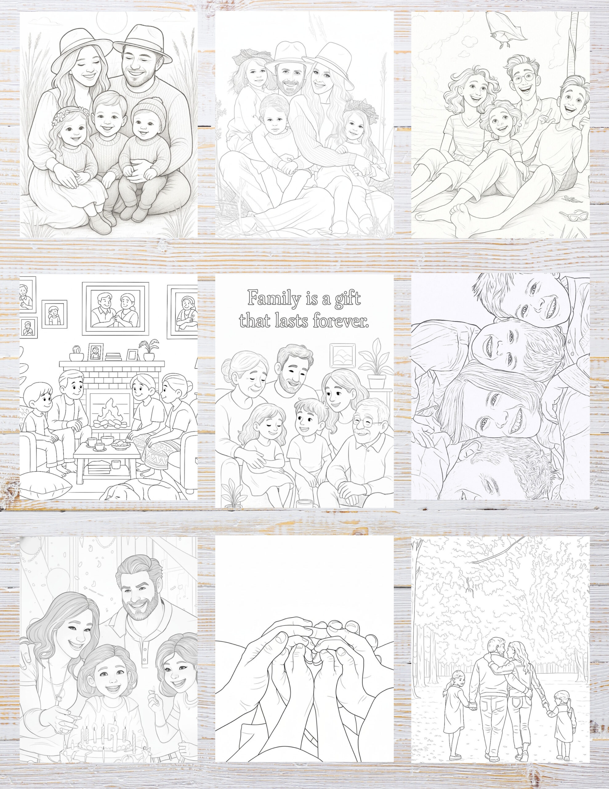 10 Free Printable Family Coloring Pages for Kids | Instant PDF Download 2 “Printable family coloring page for kids – heartwarming and easy PDF illustration”