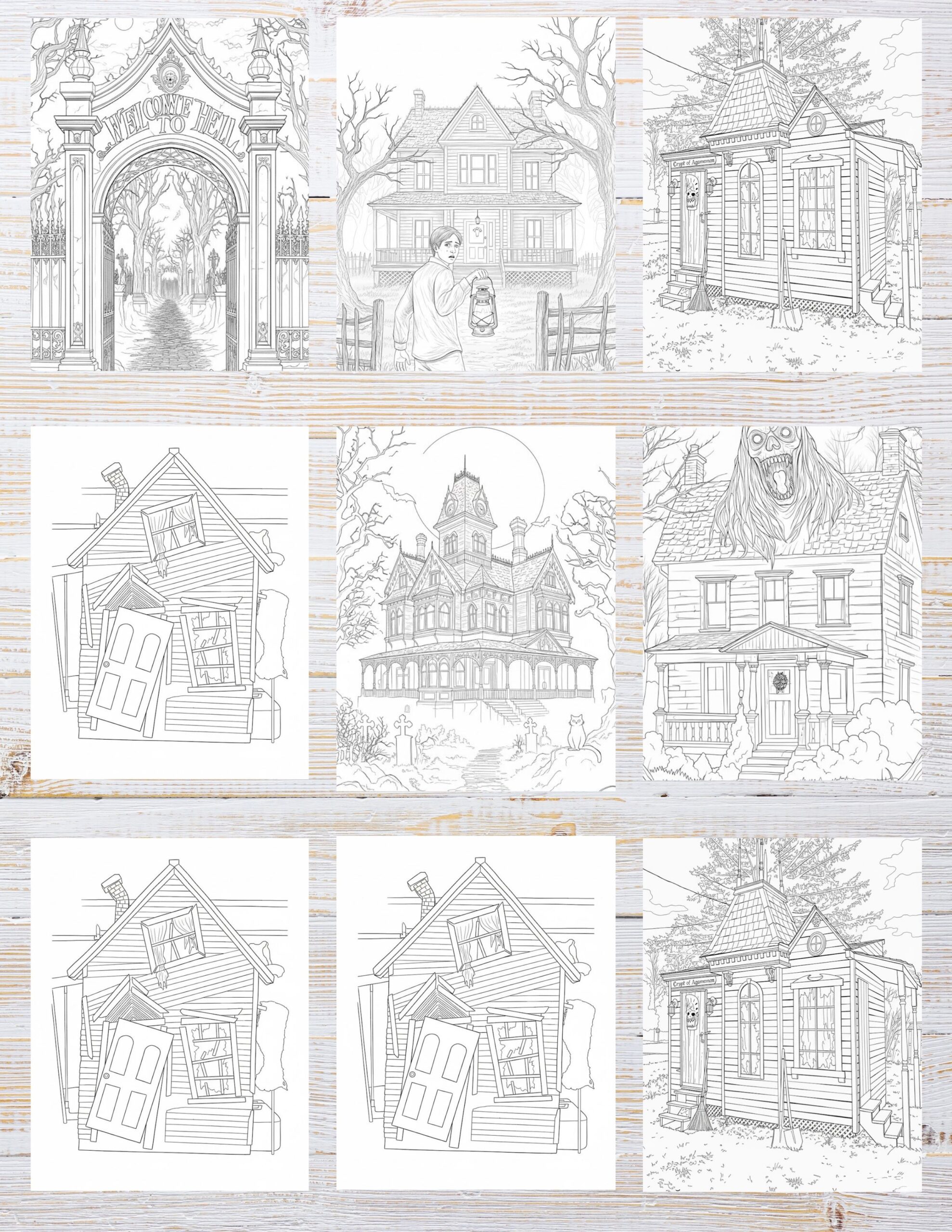 10 Free Printable Haunted House Coloring Pages for Kids | Instant PDF Download 2 “Scary haunted house outline with ghosts and bats.”