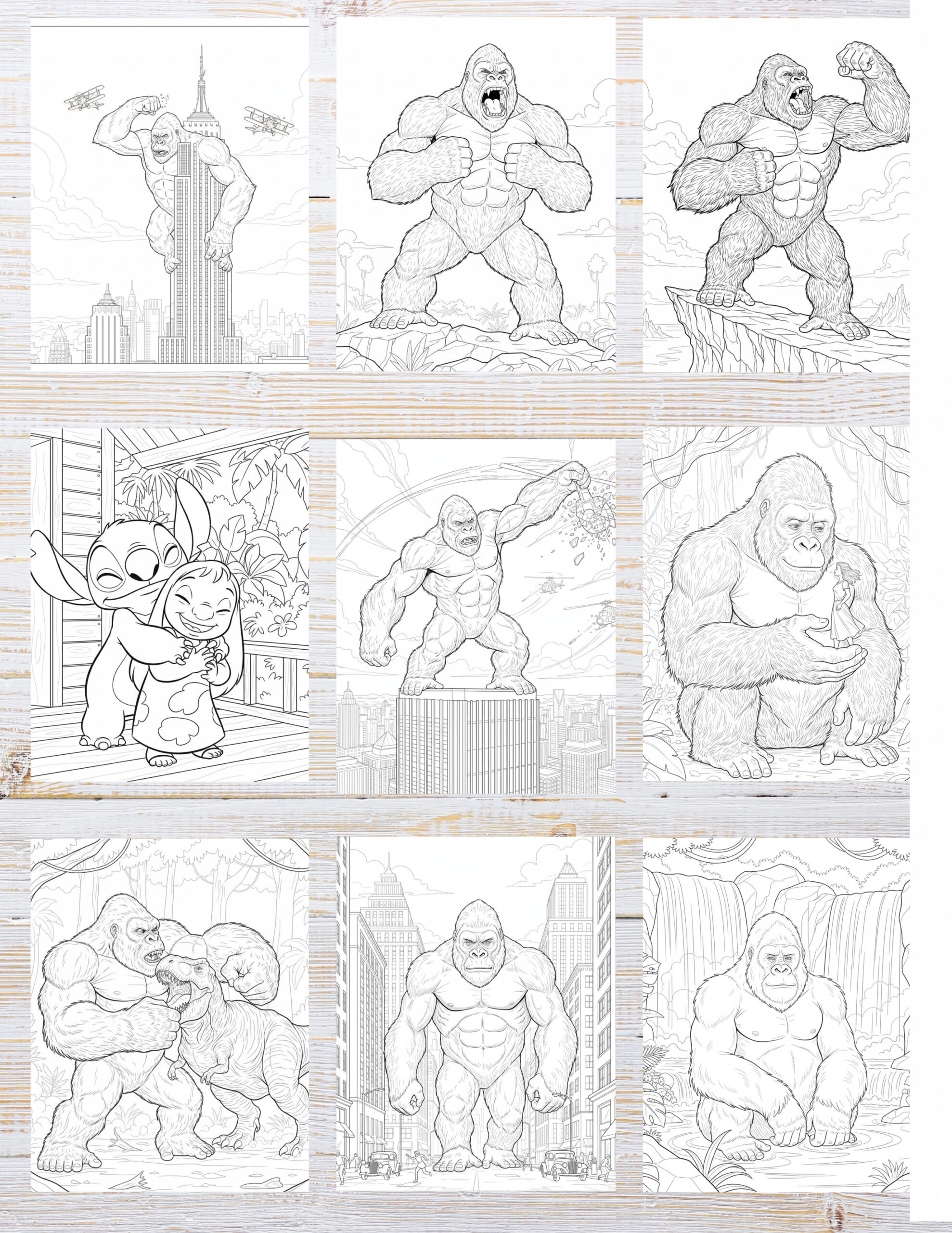 10 Printable King Kong Coloring Pages for Kids | Free PDF Download 2 Monster and city-themed coloring pages inspired by King Kong for kids’ creative play