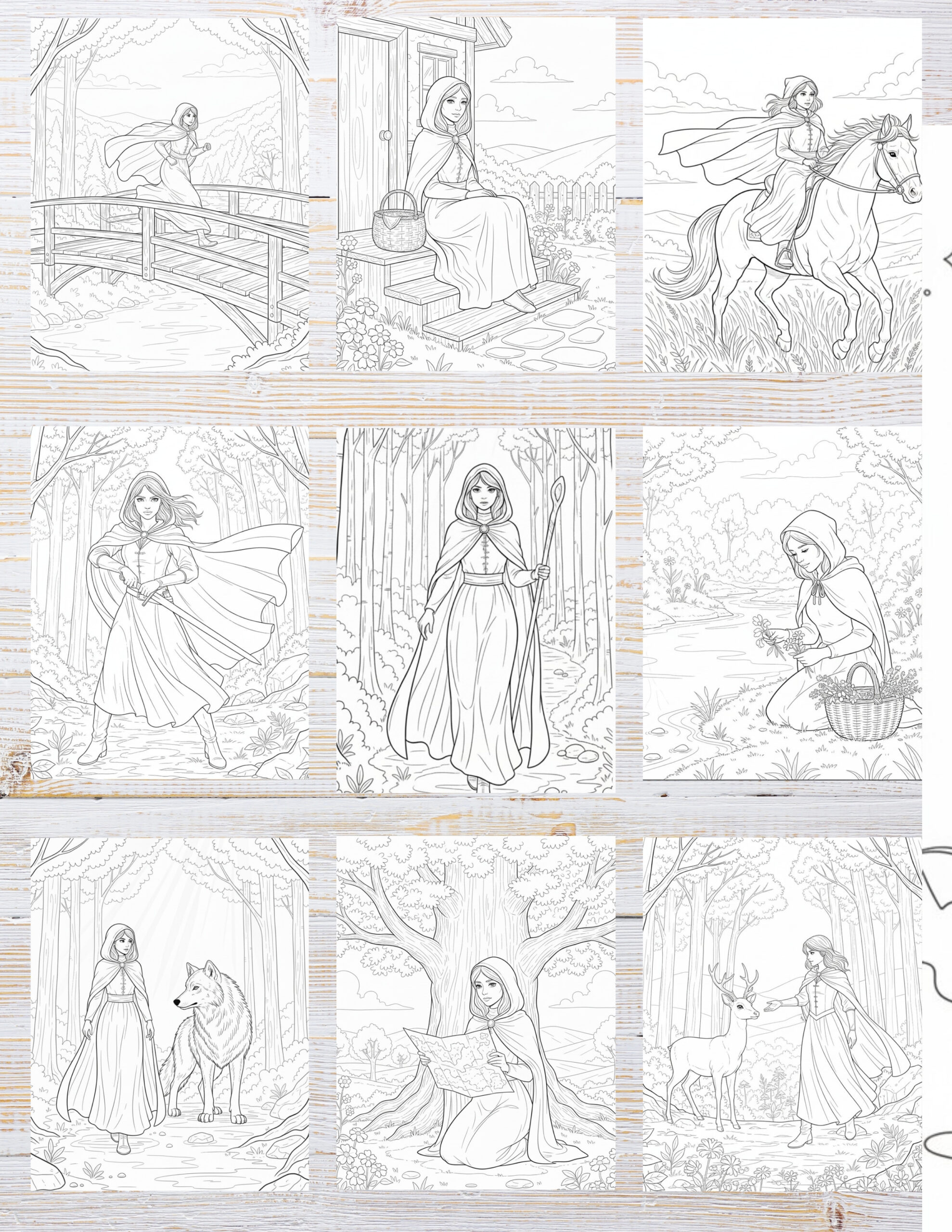 Free Printable Rise of the Red coloring pages for kids | 10 PDF Download 2 Black and white illustration of Rise of the Red characters in action-packed scenes, ready for coloring.