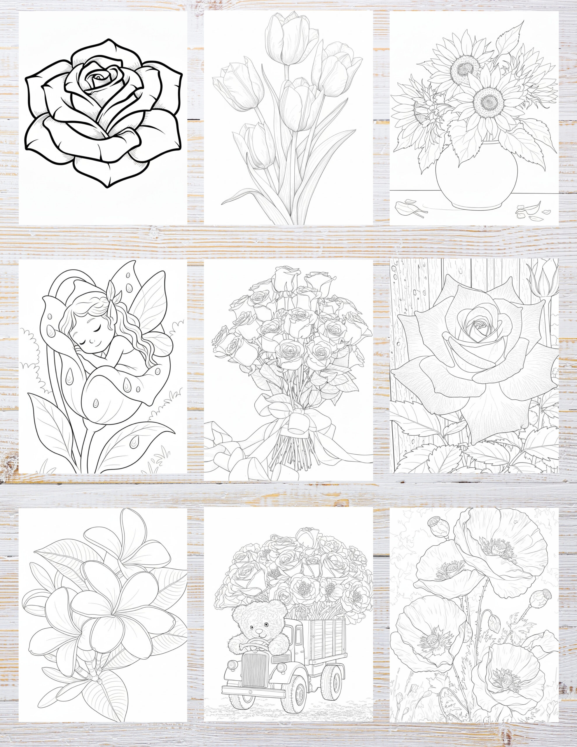 10 Free Printable Flower Coloring Pages for Kids | Instant PDF Download 2 “Flower coloring pages for kids with simple floral designs and printable blooming garden illustrations.”