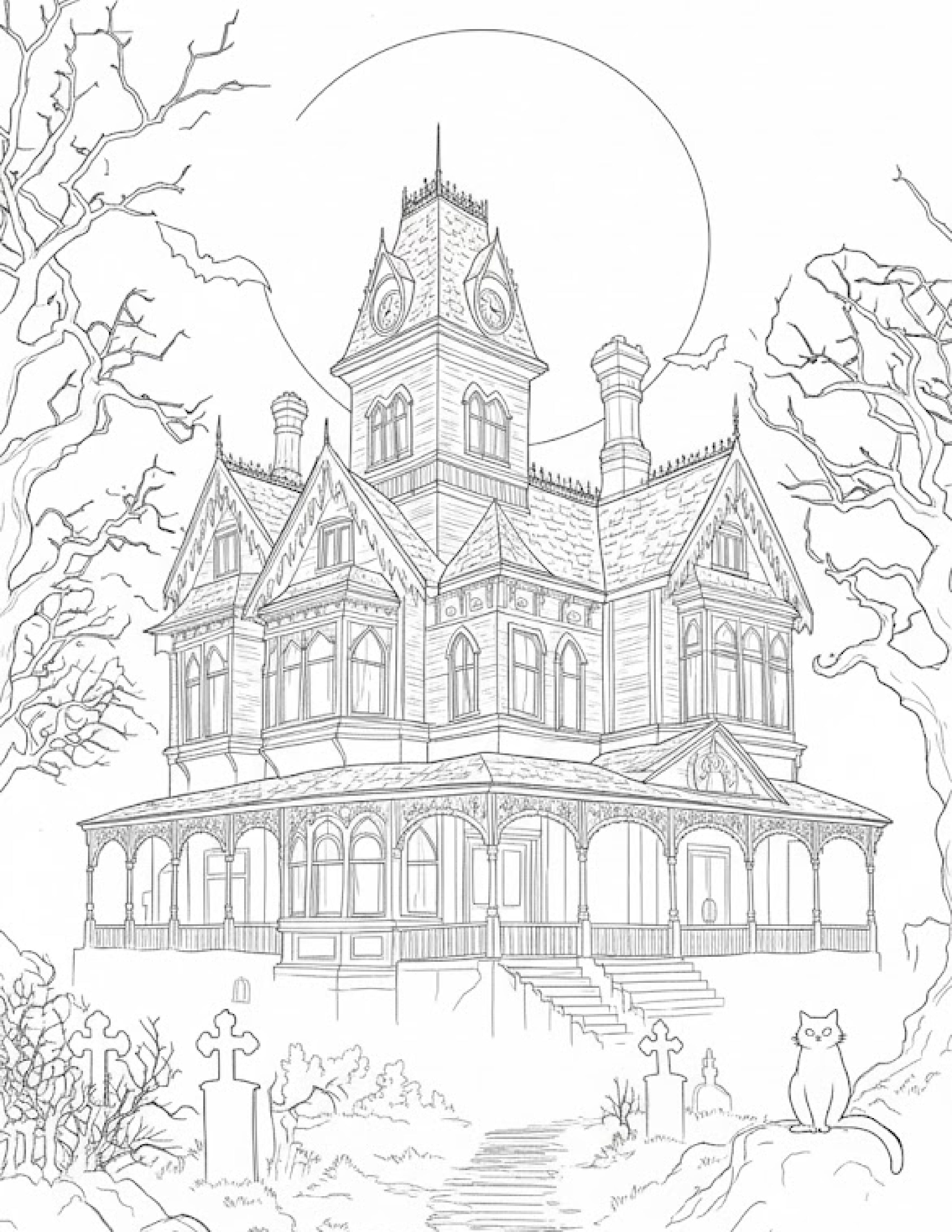 10 Free Printable Haunted House Coloring Pages for Kids | Instant PDF Download 7 10 Free Printable Haunted House Coloring Pages for Kids | Instant PDF Download - Image 7