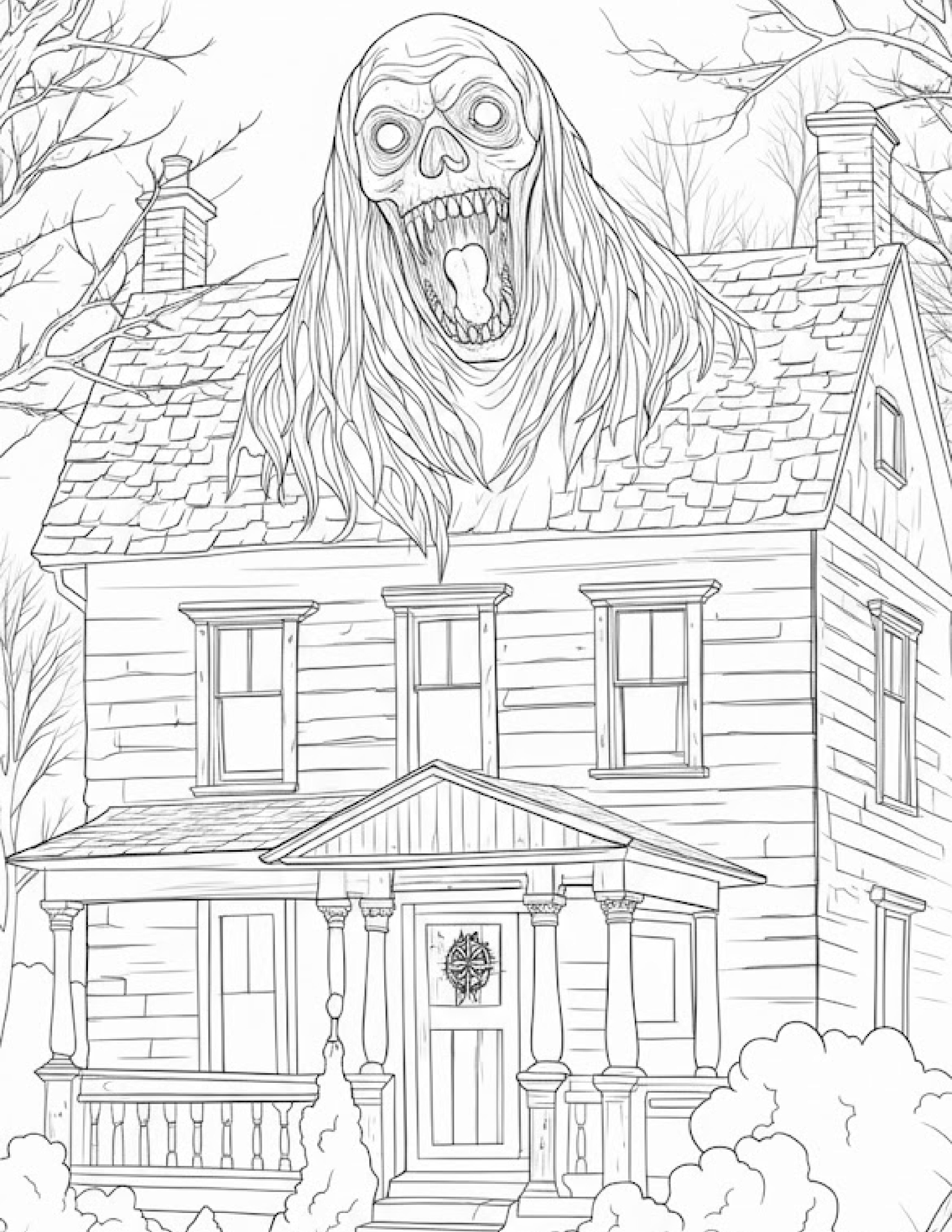 10 Free Printable Haunted House Coloring Pages for Kids | Instant PDF Download 6 10 Free Printable Haunted House Coloring Pages for Kids | Instant PDF Download - Image 6