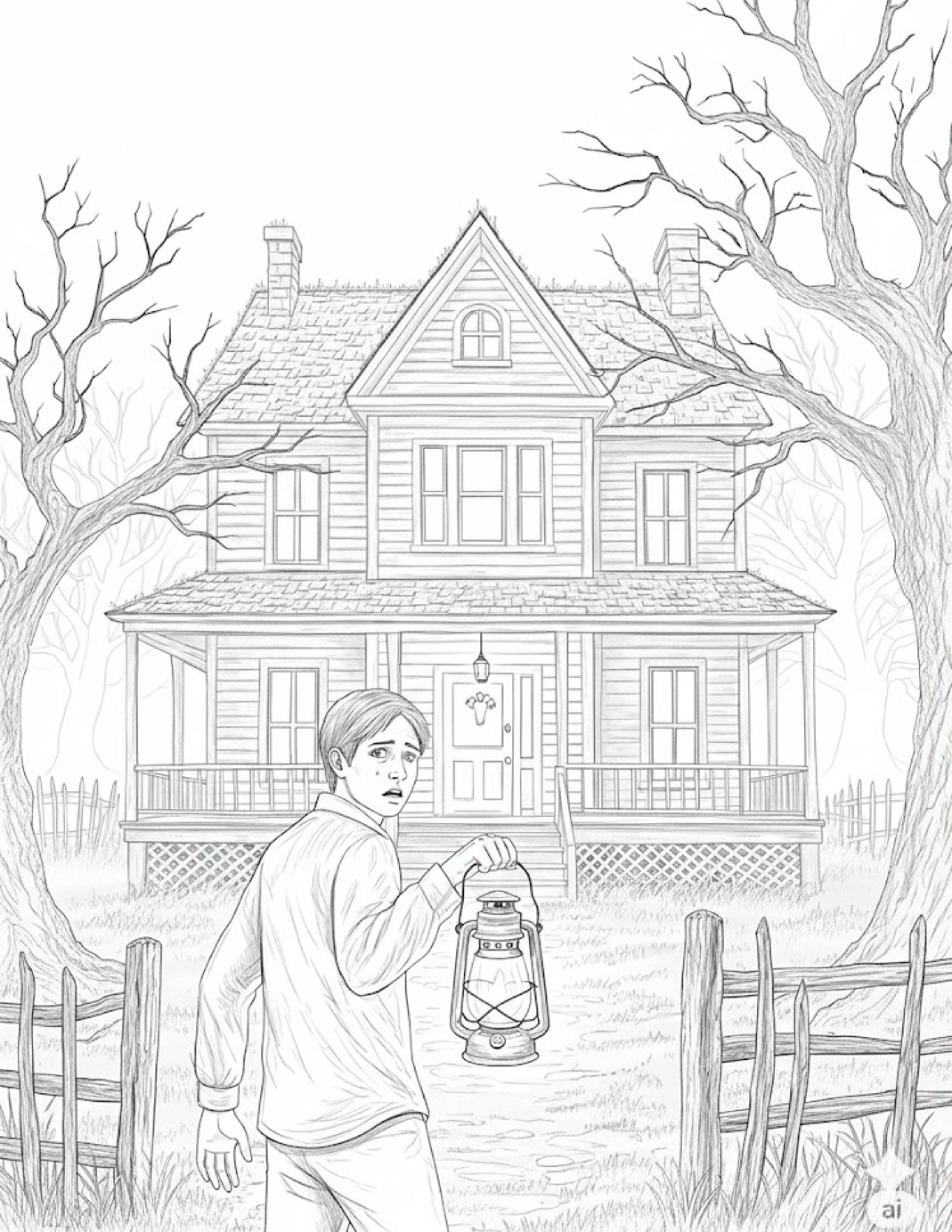 10 Free Printable Haunted House Coloring Pages for Kids | Instant PDF Download 5 10 Free Printable Haunted House Coloring Pages for Kids | Instant PDF Download - Image 5