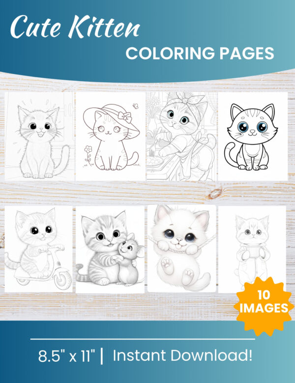 Printable Kitten Coloring Pages for Kids | 10 Free PDF Download