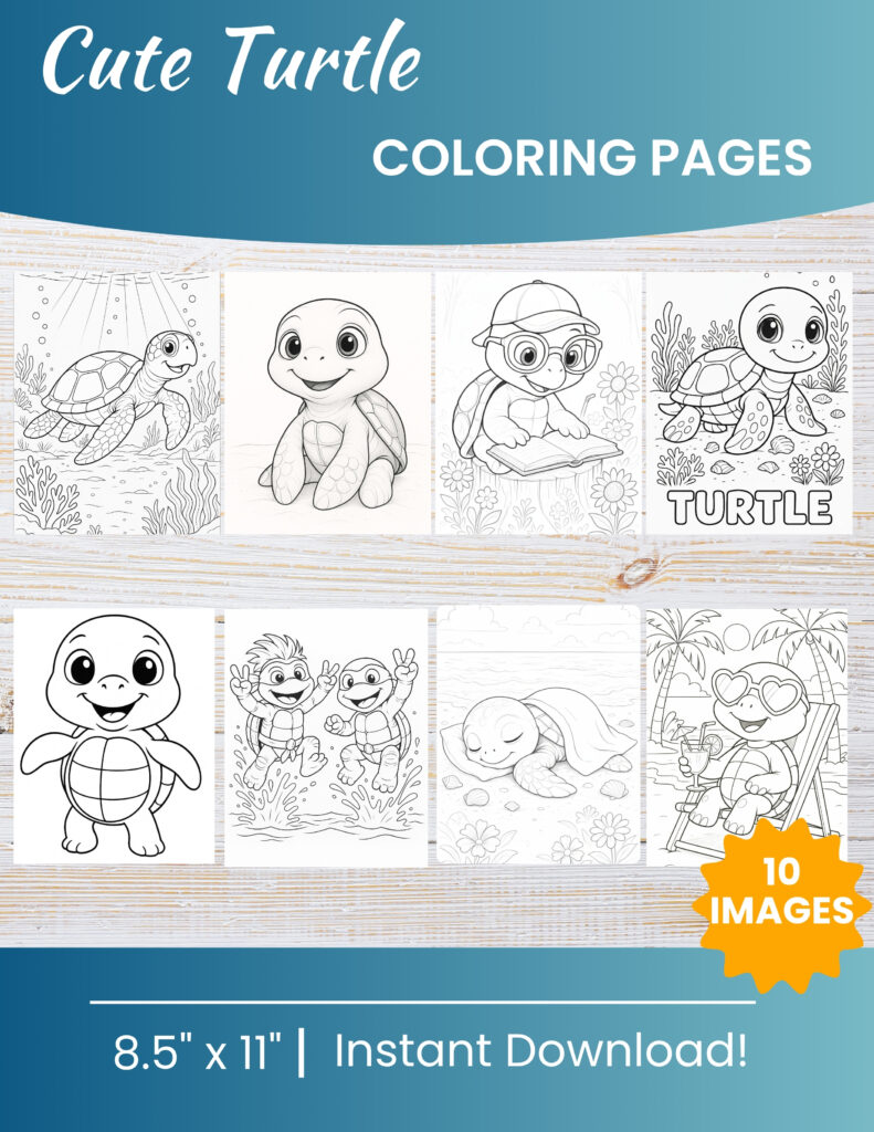 Printable Turtle Coloring Pages for Kids | 10 Free PDF Download