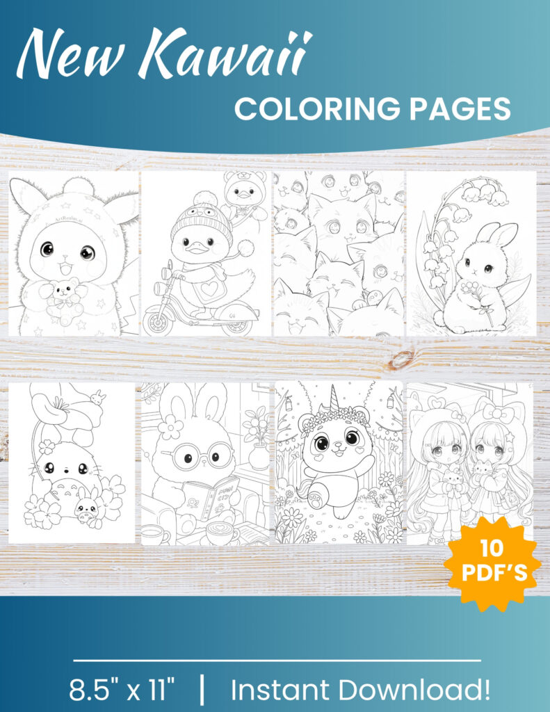 10 Printable Kawaii Coloring Pages for Kids | Free PDF Download