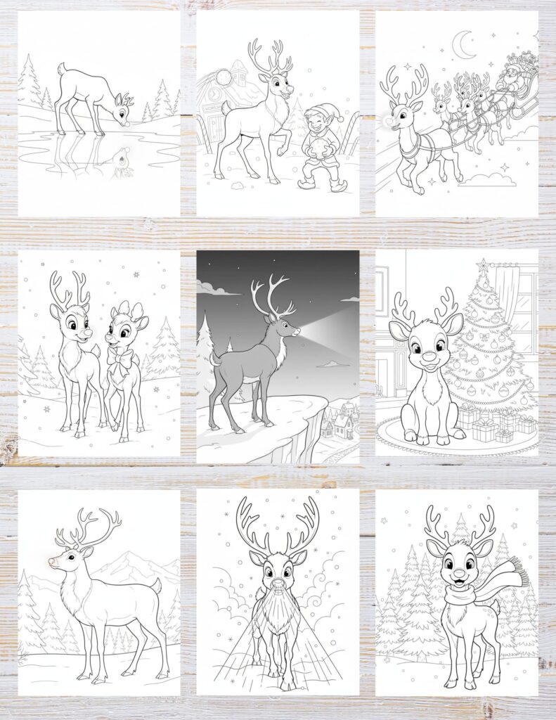 Free Printable Rudolph coloring pages for kids | 10 PDF Download