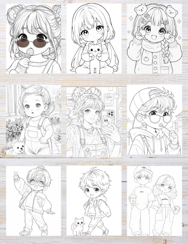 10 Printable Chibi Coloring Pages for Kids | Free PDF Download