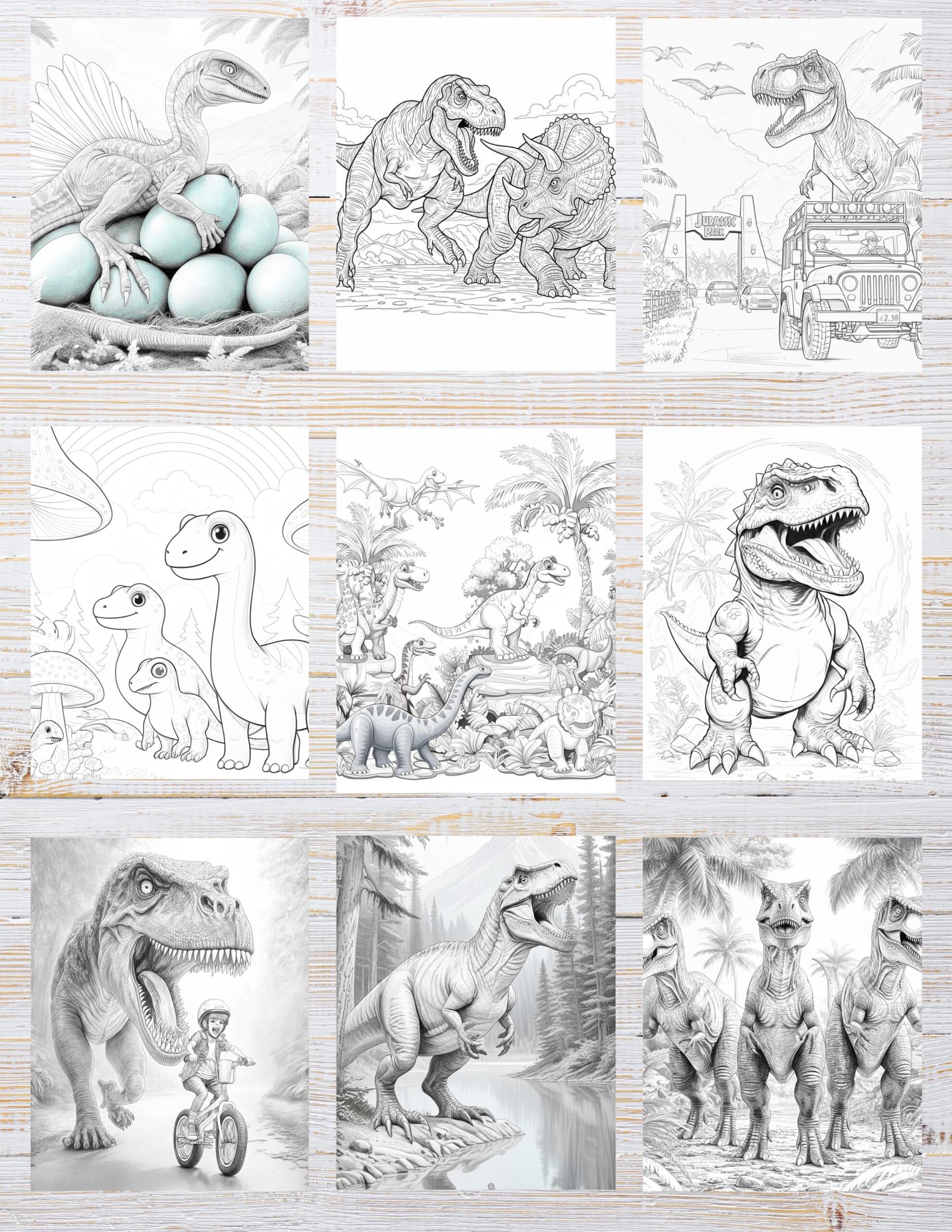 fun dinosaur coloring page for kids