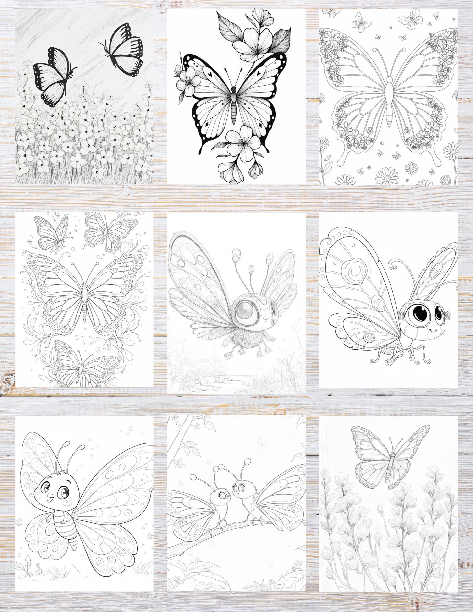 10 Printable Cute Butterfly Coloring Pages for Kids | Free PDF Download - Image 2
