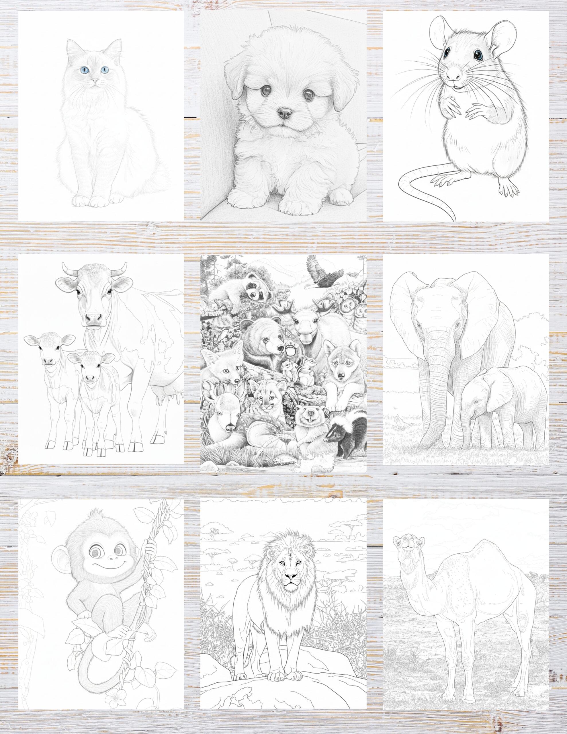 10 Cute Animal Coloring Pages for Kids | Instant PDF Download - Image 2